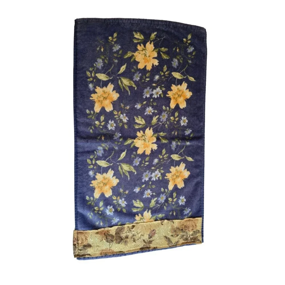 VTG Laura Ashley EMILIE 100% Cotton Floral Bath Towel Set Blue & Yellow 6 Pieces